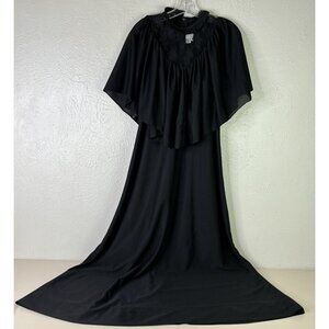 VTG "Praise" Hymn 9/10 Black Lace High Neck Ruffle 51" Long Choir Gown Dress EUC